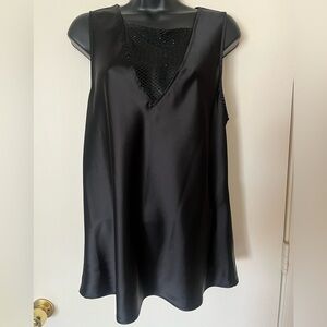 Black Sleeveless Top with Mesh Detail